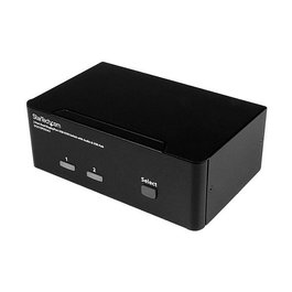StarTech Switch KVM de 2 Puertos DisplayPort - Dual Monitor 4K 60Hz 3840 x 2160 - USB Hub 4 Puertos con Audio/Microfono - Conmutador para 2 PCs