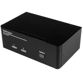 StarTech.com Conmutador KVM 2 Puertos DisplayPort, Dual Pantalla 4K Ultra HD 60Hz, USB Hub 4 Puertos con Audio y Micrófono