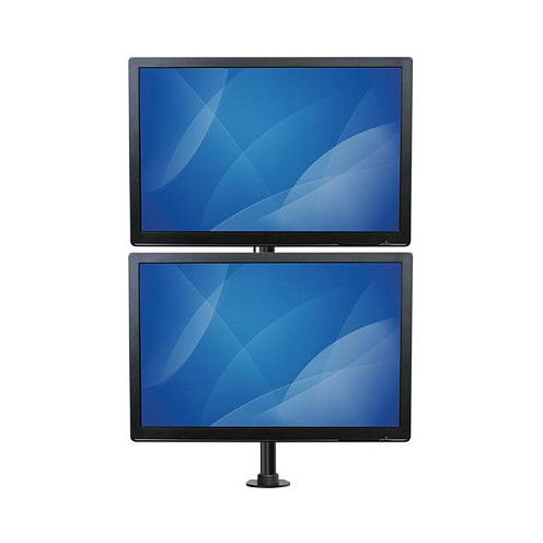 StarTech Soporte Vertical para 2 Monitores, Ajustable, Hasta 27 Pulgadas (68.6 cm) y 10 kg, VESA 75x75 - 100x100 mm, Montaje de Abrazadera en Escritorio, Negro
