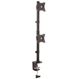 StarTech.com Soporte Vertical Dual para 2 Monitores hasta 27" - Montaje en Escritorio, VESA 100x100, Acero, Ajuste Inclinación/Giro/Rotación 360°, Gestión Cables, Negro