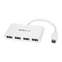 StarTech.com HB30C4ABW Concentrador USB-C a 4 Puertos USB 3.2 Gen 1 Tipo A - 5Gbps, Alimentación por Bus, Blanco, Compacto