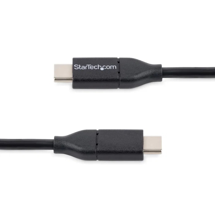 Startech USB2CC50CM Cable USB Tipo C Macho a Macho USB 2.0 de 0.5 Metros Negro - Carga y Sincronización para MacBook, Chromebook y Dispositivos con Thunderbolt 3