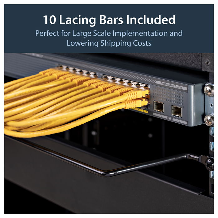 StarTech Barra Horizontal para Gestión de Cableado 104MM Negro Acero 10 Piezas