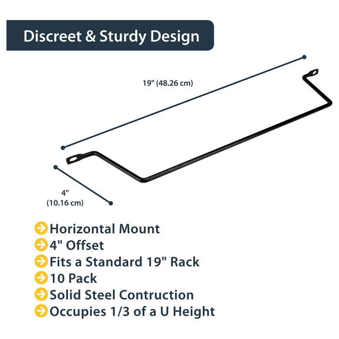 StarTech Barra Horizontal para Gestión de Cableado 104MM Negro Acero 10 Piezas