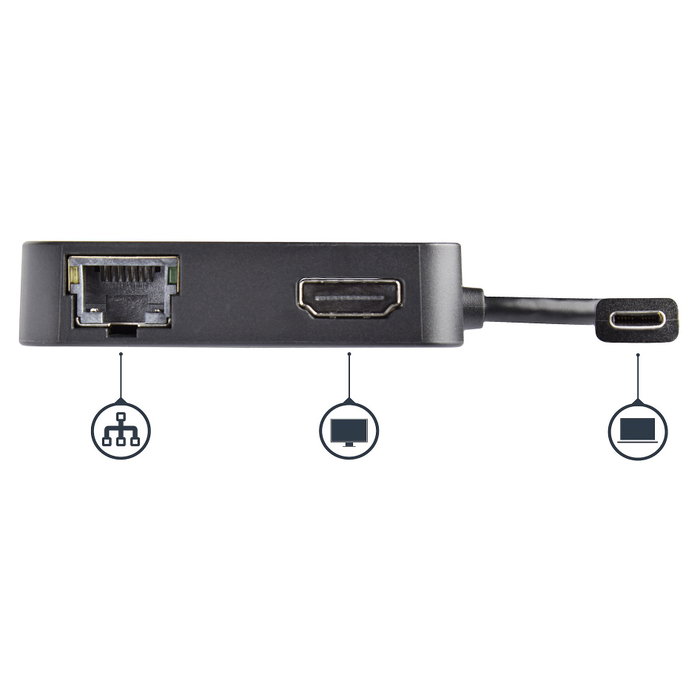 StarTech.com Adaptador Multipuertos USB C HDMI 4K, Ethernet Gigabit, USB 3.0, Negro