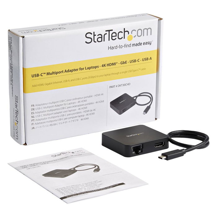 Startech Docking Station USB Tipo C a HDMI, USB 3.0, Ethernet Gigabit, Compatible con 4K