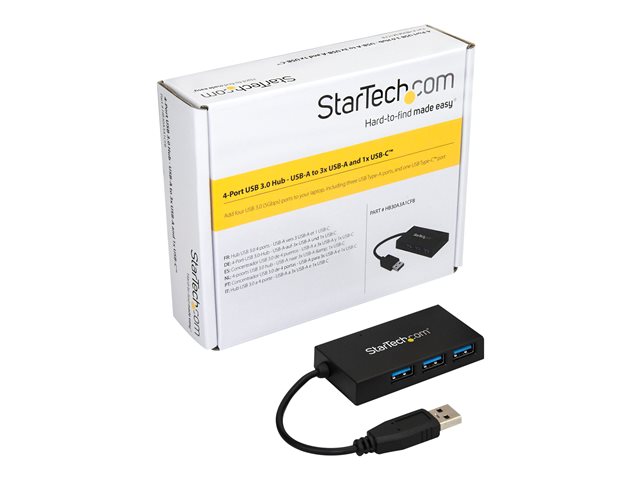 StarTech.com Hub USB 3.0 de 4 Puertos HB30A3A1CFB con 3x USB-A y 1x USB-C, 5 Gbps, Plug & Play, Compacto, Negro StarTech.com Hub USB 3.0 de 4 Puertos HB30A3A1CFB con 3x USB-A y 1x USB-C, 5 Gbps, Plug & Play, Compacto, Negro