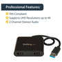 StarTech.com Adaptador Gráfico USB 3.0 a Doble HDMI 4K, Negro
