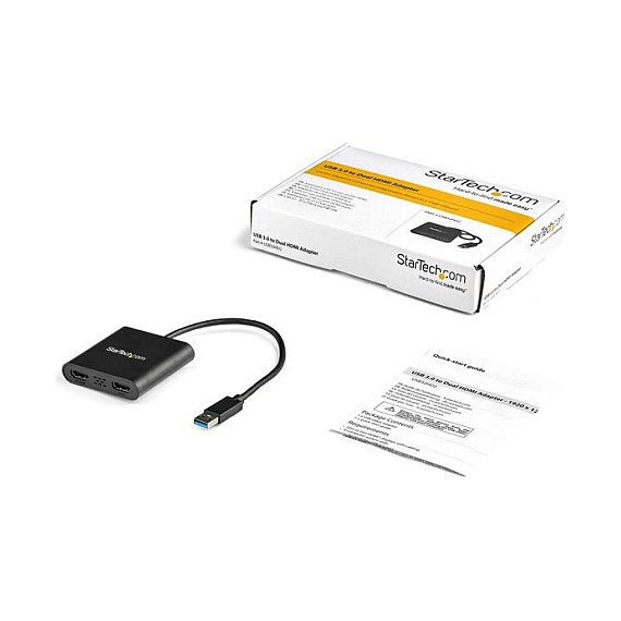 StarTech.com Adaptador Gráfico USB 3.0 a Doble HDMI 4K, Negro