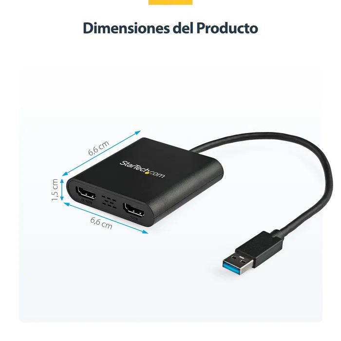 StarTech.com Adaptador USB 3.0 a 2x HDMI 4K Negro