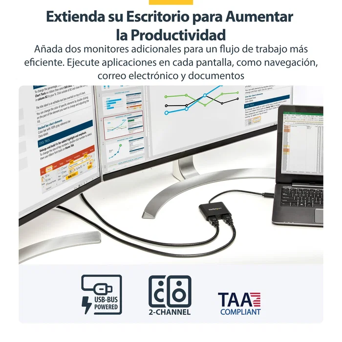 StarTech.com Adaptador USB 3.0 a 2x HDMI 4K Negro