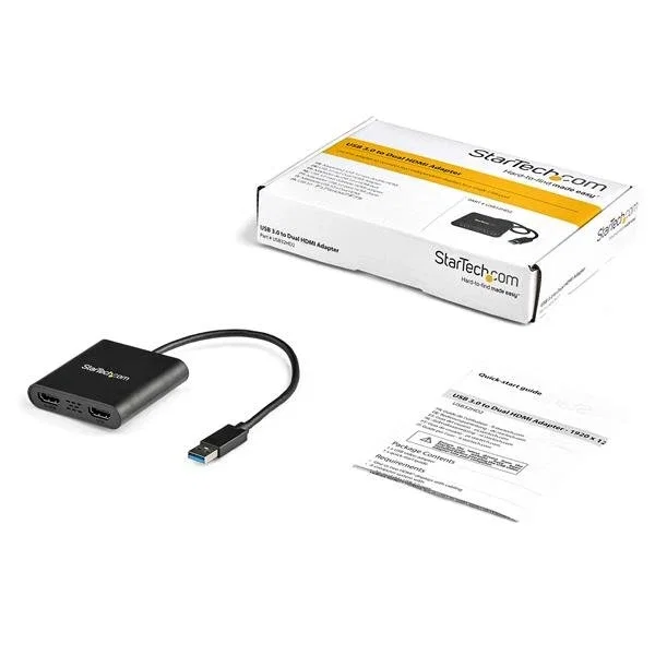 StarTech.com Adaptador USB 3.0 a 2x HDMI 4K Negro