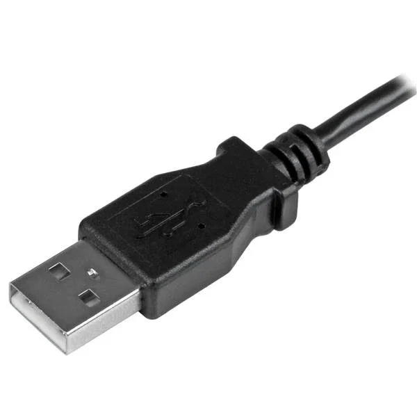 StarTech.com Cable USB 2.0 USBAUB50CMLA, 0.5m, USB A a Micro-USB B Acodado a la Izquierda, Negro, Para Carga Rápida y Sincronización de Smartphones o Tablets