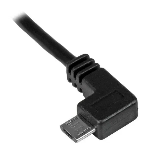 StarTech.com Cable USB 2.0 USBAUB50CMLA, 0.5m, USB A a Micro-USB B Acodado a la Izquierda, Negro, Para Carga Rápida y Sincronización de Smartphones o Tablets