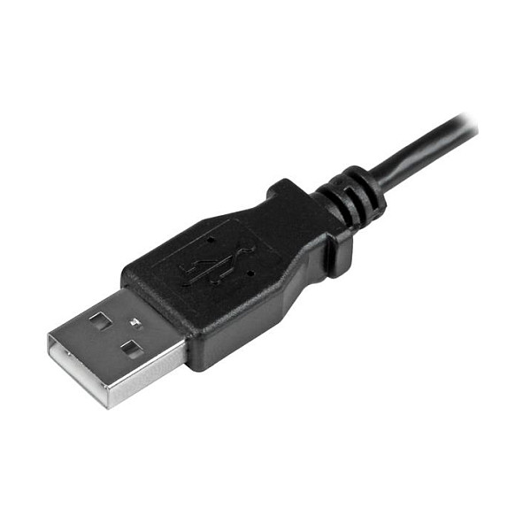 Startech Cable USB 2.0 de 0,5 m con Micro-USB acodado a la izquierda, Negro