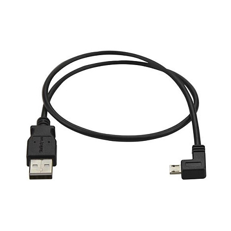 Startech Cable USB 2.0 de 0,5 m con Micro-USB acodado a la izquierda, Negro
