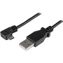 StarTech Cable USBAUB50CMRA USB A a Micro USB 0.5m Negro, con Conector en Ángulo Derecho para Carga Rápida (2.4A) de Smartphones y Tablets