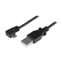 StarTech.com Cable USB 2.0 con conector Micro-USB en ángulo derecho, 0,5 m, Negro