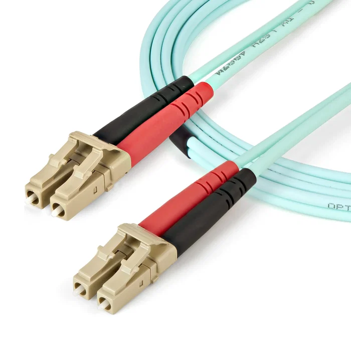 StarTech 450FBLCLC5 Cable Fibra Óptica OM4 LC-LC 5m Multimodo 50/125 100Gbps 40GBase-SR4 LSZH Aguamarina - Compatible con SFP+, QSFP+, SAN