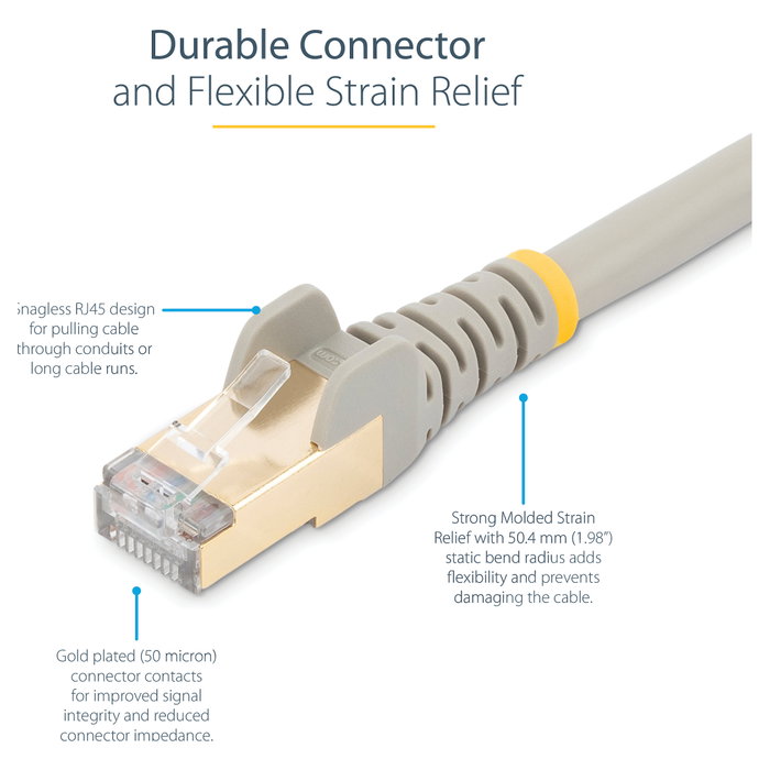 StarTech Cable Ethernet CAT6a de 3m Gris STP Snagless
