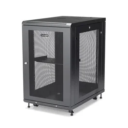 StarTech.com Armario Rack 18U 19″ 4 Columnas con Cerradura, Ruedas y Carriles Ajustables para Servidores y Red
