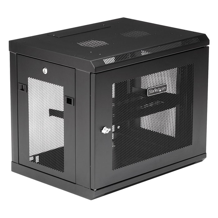 StarTech.com Armario Rack de Pared para Servidores 9U 19", 2 Columnas, Estante 1U, Negro, Montaje en Pared, Gestion de Cables, Max. 90 kg