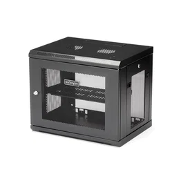 StarTech.com Armario Rack de Pared para Servidores 9U 19", 2 Columnas, Estante 1U, Negro, Montaje en Pared, Gestion de Cables, Max. 90 kg
