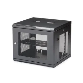 StarTech.com Armario Rack Pared 9U 19 Pulgadas 4 Columnas con Estante 1U Ventilado Negro para Servidores Red Gestion Cables