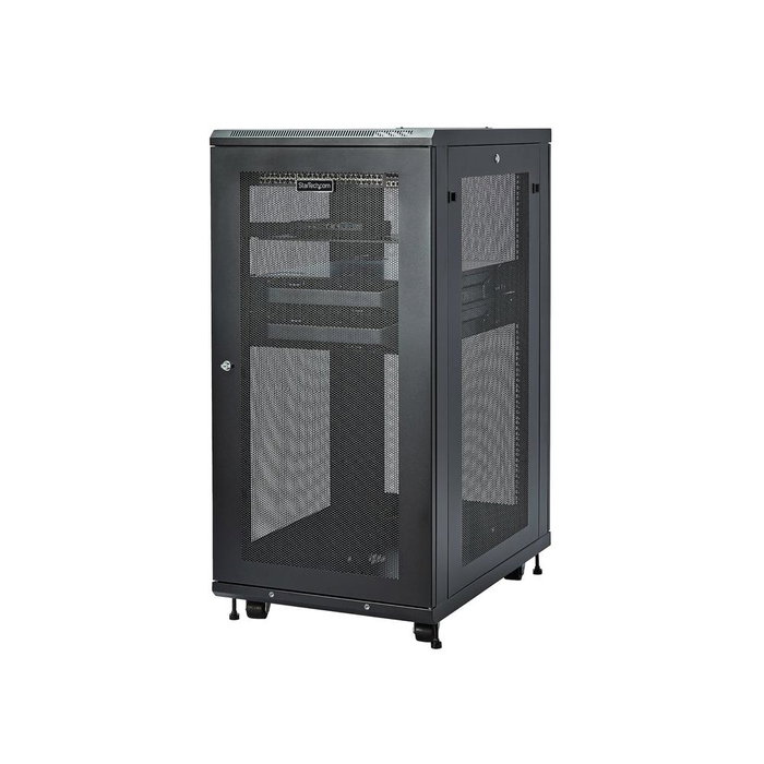 Startech Armario Rack 19 Pulgadas 24U RK2433BKM - Estante para Servidor con Ruedas y Puerta de Malla