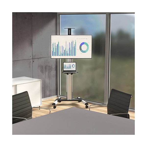 StarTech.com Carro Porta TV Móvil Ajustable, Soporte con Ruedas para Pantallas Planas de 32 a 75 Pulgadas (81.3 - 190.5 cm), VESA 200x200 - 600x400 mm, Capacidad 40 kg, Negro/Acero