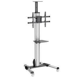 StarTech.com Carro Porta TV Móvil Ajustable, Soporte con Ruedas para Pantallas Planas de 32 a 75 Pulgadas (81.3 - 190.5 cm), VESA 200x200 - 600x400 mm, Capacidad 40 kg, Negro/Acero