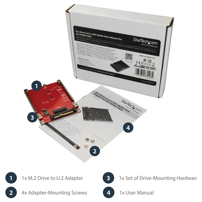 StarTech.com Adaptador M.2 a U.2 U2M2E125 Rojo