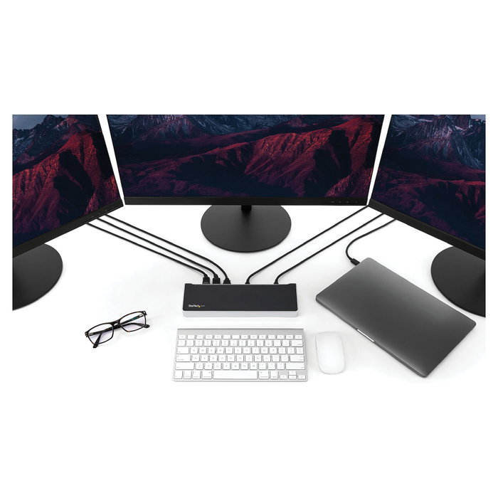 StarTech.com Docking Station USB-C para 3 Monitores 4K, 60W, Negro y Plata StarTech.com Docking Station USB-C para 3 Monitores 4K, 60W, Negro y Plata