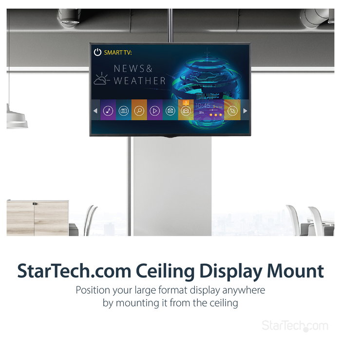 StarTech TV Deckenhalterung - 2,5m bis 3m Stange, Vollbewegliche Fernsehhalterung TV VESA Halterung 32 bis 70 Zoll (81cm - 178cm)