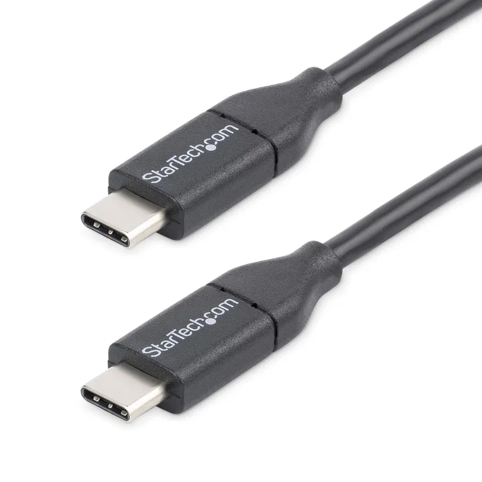 StarTech Cable USB-C a USB-C de 3m, USB 2.0, Negro, USB2CC3M - para carga y sincronización, compatible con Thunderbolt 3, hasta 60W