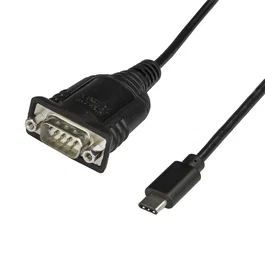 StarTech.com Cable Adaptador USB-C a Serie DB9 RS232 40cm - Conversor USBC a Serial para PLCs Escáneres Impresoras - Macho a Macho - Windows Mac Linux Negro