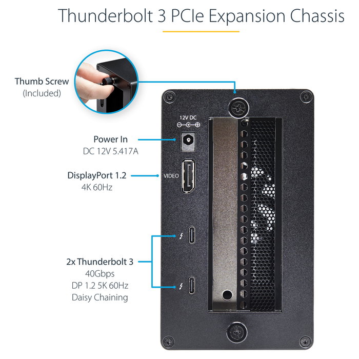 StarTech Caja Chasis de Expansión Thunderbolt 3 a PCI Express con DisplayPort
