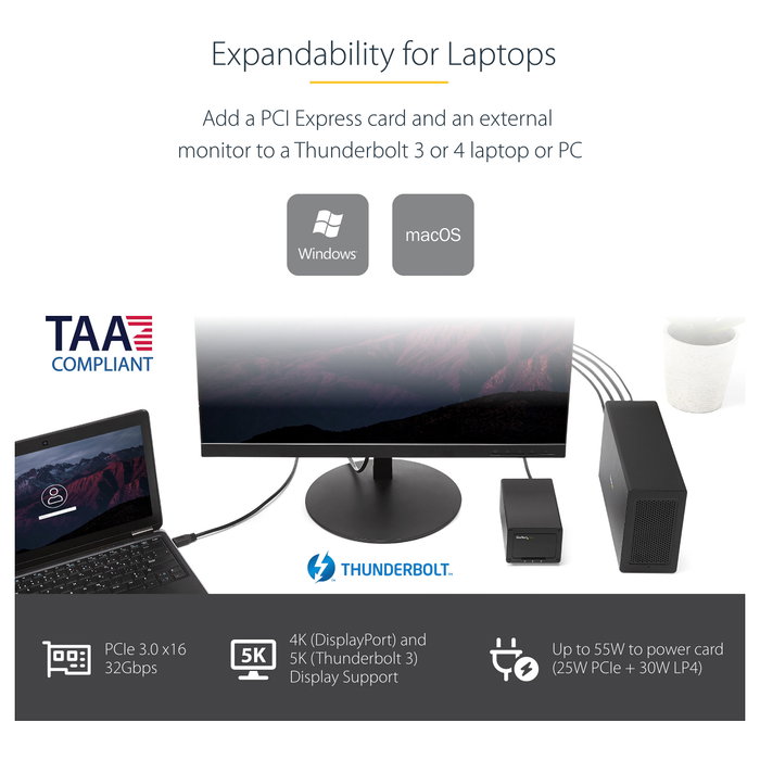 StarTech Caja Chasis de Expansión Thunderbolt 3 a PCI Express con DisplayPort