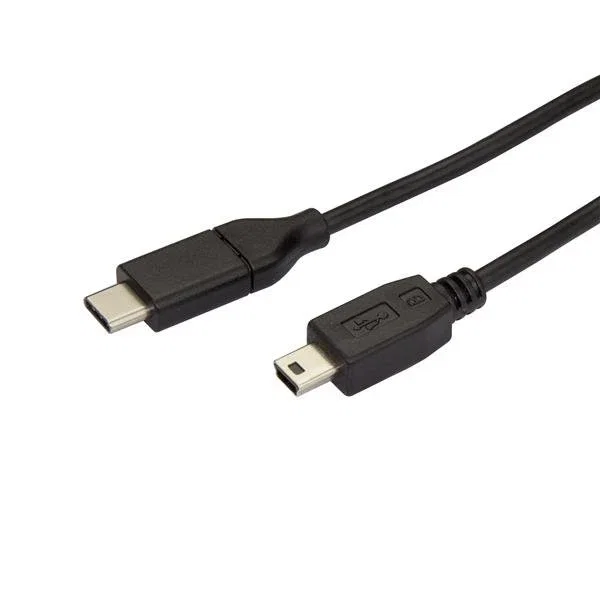 StarTech Cable USB2CMB2M USB Tipo C a Mini USB B 2m - USB 2.0 para conectar dispositivos Mini-B a puertos USB-C o Thunderbolt 3 - Negro