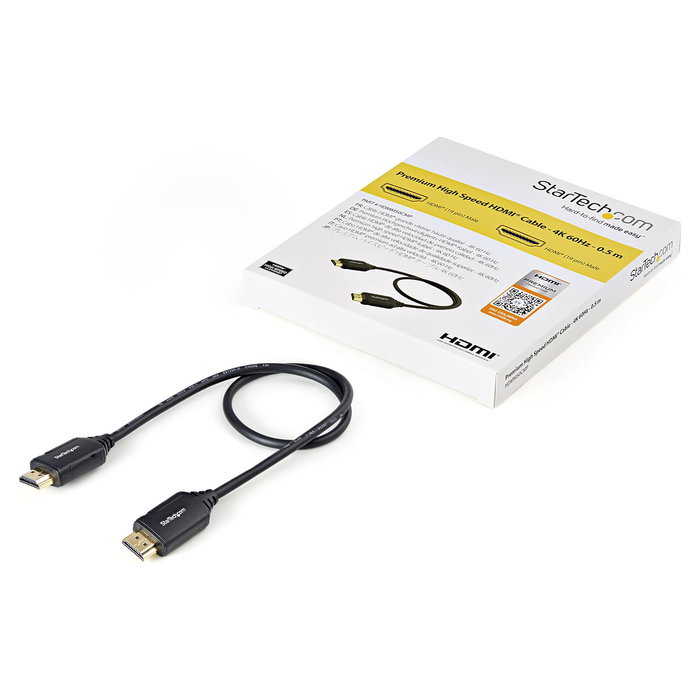 Startech Cable HDMI 0.5m Alta Velocidad con Ethernet, 4K 60Hz, cabl