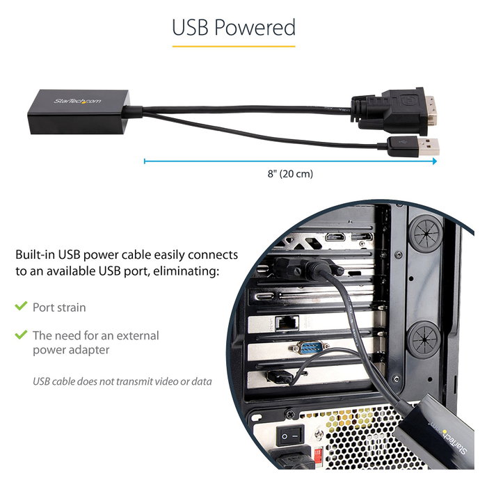 StarTech.com Adaptador DVI-D a DisplayPort con alimentación USB