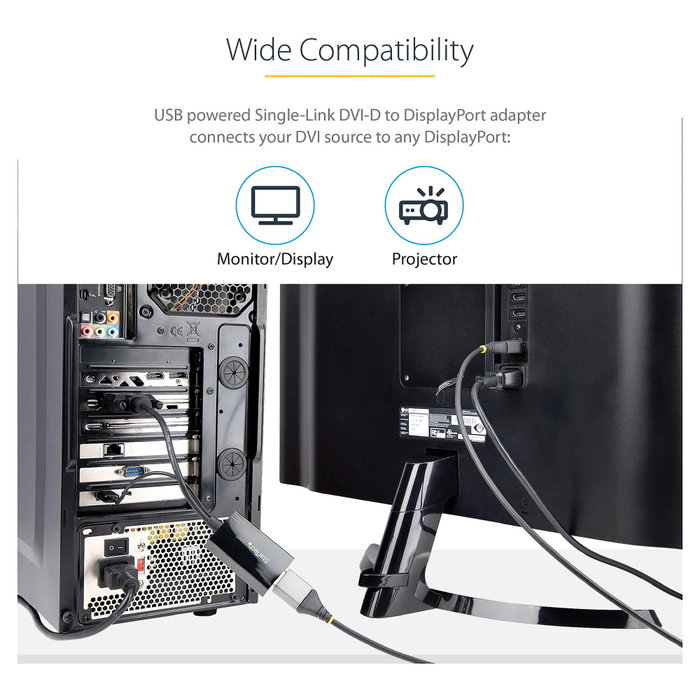 StarTech.com Adaptador DVI-D a DisplayPort con alimentación USB