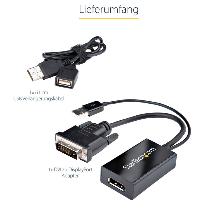 StarTech.com Adaptador DVI-D a DisplayPort con alimentación USB