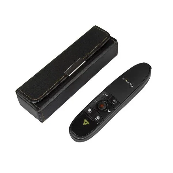 StarTech.com PRESREMOTE Control Remoto Presentador Inalámbrico con Puntero Láser - USB 2.4 GHz, Alcance 27 m, Negro, Incluye Funda y Pilas