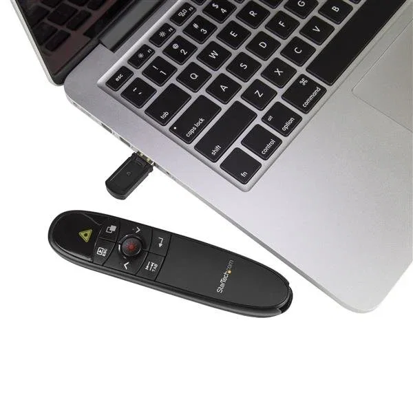 StarTech.com PRESREMOTE Control Remoto Presentador Inalámbrico con Puntero Láser - USB 2.4 GHz, Alcance 27 m, Negro, Incluye Funda y Pilas