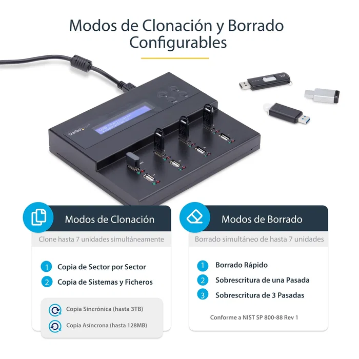 StarTech Duplicador y Borrador Autónomo 1:7 para Memorias USB USBDUPE17 StarTech Duplicador y Borrador Autónomo 1:7 para Memorias USB USBDUPE17