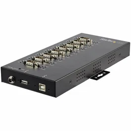 StarTech.com Hub ICUSB234858I - Adaptador Industrial USB a 8 Puertos Serie RS232/RS422/RS485 con Protección ESD 15kV, Montaje DIN/IP30, Negro