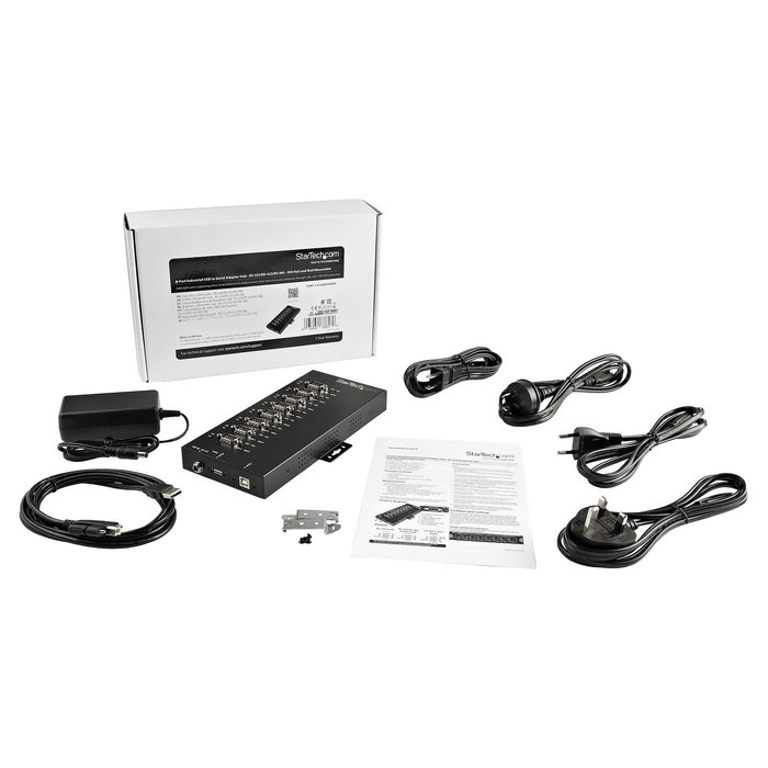 StarTech.com Adaptador USB a Serie Industrial 8 Puertos RS232/422/485 15kV ESD IP30 DIN Rail Negro Acero
