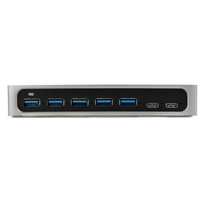 StarTech.com Hub Concentrador USB-C de 7 Puertos - 5x USB-A y 2x USB-C - 5 Gbps - USB 3.2 Gen 1 - Alimentado Externamente - Negro/Plata