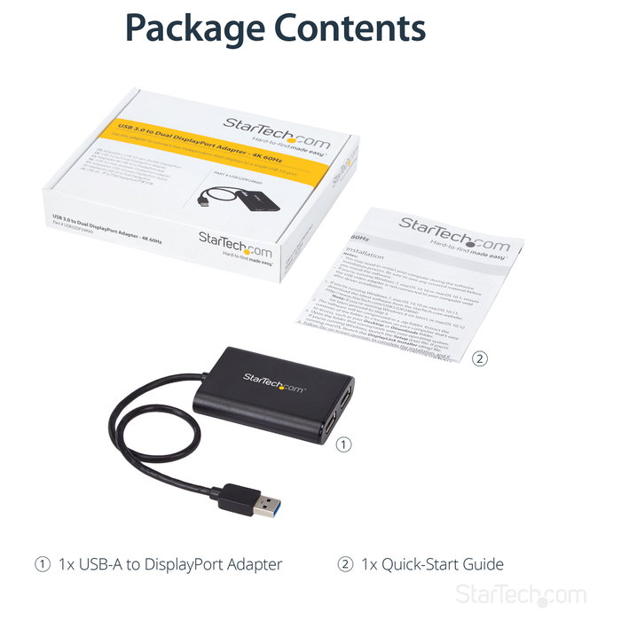 StarTech.com Adaptador Gráfico Externo USB 3.0 a DisplayPort Doble | Conversor USB 3.0 a DP con Video Doble 4K 60Hz